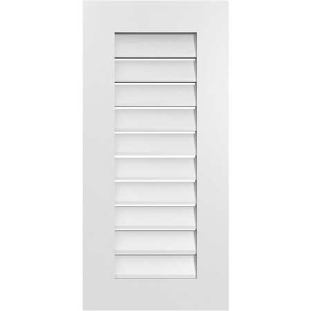 Ekena Millwork Vertical Surface Mount PVC Gable Vent: Functional, w/ 3-1/2"W x 1"P Standard Frame, 16"W x 34"H GVPVE16X3401SF